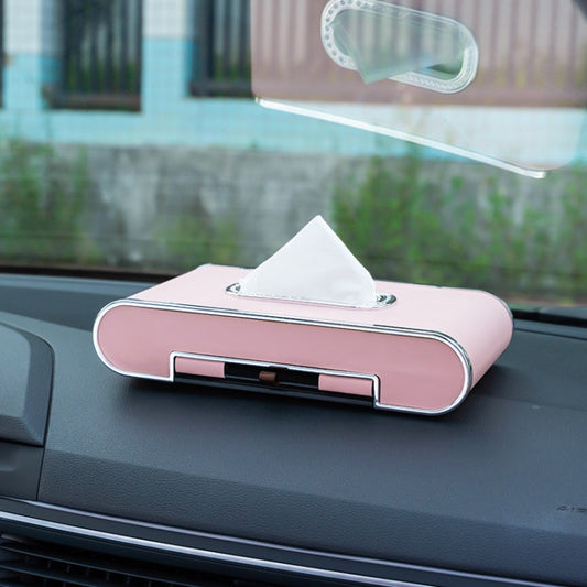 Car Dashboard Diamond Paper Towel Box with Temporary Parking Phone Number Card & Phone Holder(Pink) - Tissue Boxes by PMC Jewellery | Online Shopping South Africa | PMC Jewellery