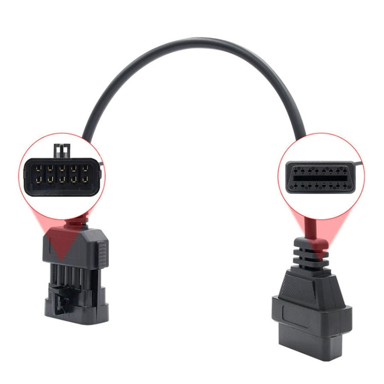 10Pin to 16Pin Car OBD2 Conversion Cable OBDII Diagnostic Adapter Cable for Opel - Cables & Connectors by PMC TechLife | Online Shopping South Africa | PMC TechLife | Buy Now Pay Later Mobicred