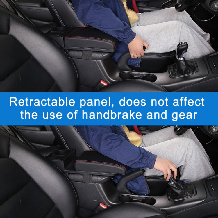 Car Multi-functional Dual USB Armrest Box Booster Pad, Carbon Fiber Leather Straight Type (Black) - Seat Accessories by PMC TechLife | Online Shopping South Africa | PMC TechLife | Buy Now Pay Later Mobicred