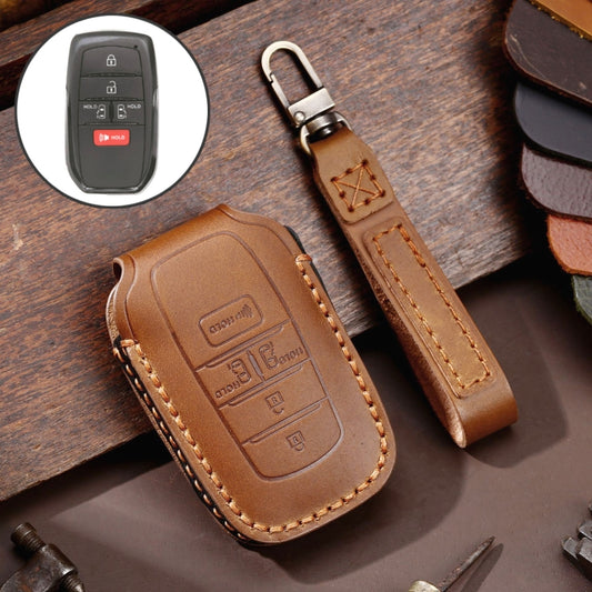 Hallmo Car Genuine Leather Key Protective Cover for Toyota Sienna 5-button(Brown) - Car Key Cases by Hallmo | Online Shopping South Africa | PMC Jewellery | Buy Now Pay Later Mobicred