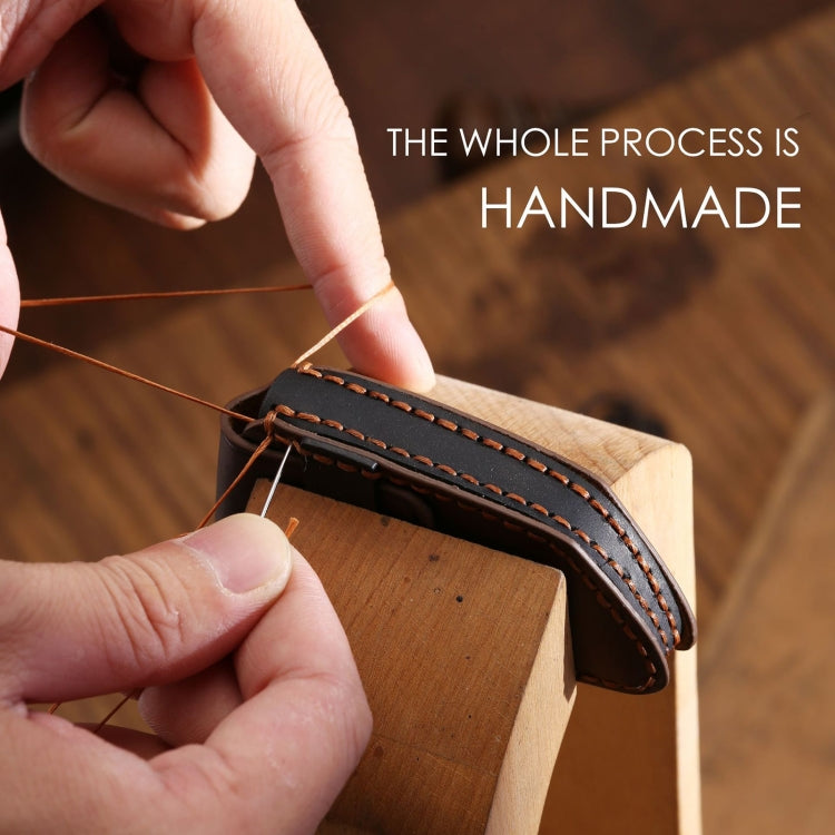 Hallmo Car Genuine Leather Key Protective Cover for Jeep Compass 5-button(Blue) - Car Key Cases by Hallmo | Online Shopping South Africa | PMC TechLife | Buy Now Pay Later Mobicred