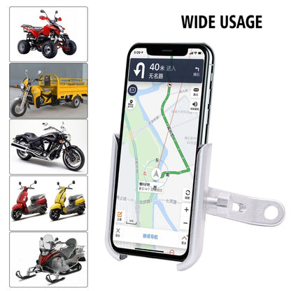 Motorcycle Rotatable Aluminium Alloy Mobile Phone Holder Bracket, Rearview Mirror Version(Silver) - Holder by PMC Jewellery | Online Shopping South Africa | PMC Jewellery | Buy Now Pay Later Mobicred