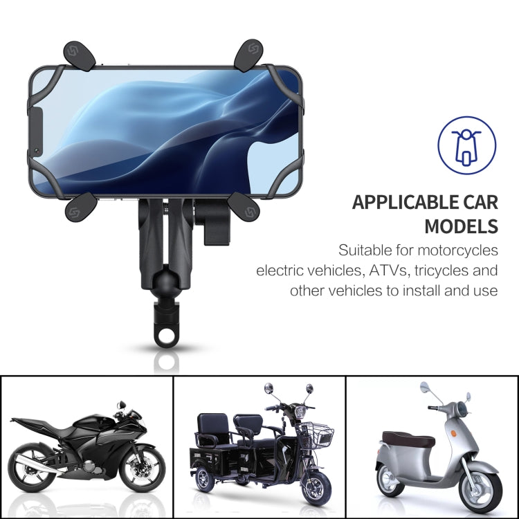 ZH-1558B1 Motorcycle Rear Mirror X-shape Aluminum Alloy Phone Holder - Holder by PMC Jewellery | Online Shopping South Africa | PMC Jewellery | Buy Now Pay Later Mobicred