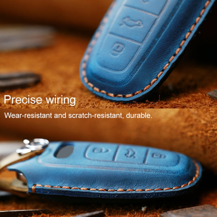 For Audi Series Car Cowhide Leather Key Protective Cover Key Case, B Version 2011-2018 (Red) - Car Key Cases by PMC Jewellery | Online Shopping South Africa | PMC Jewellery | Buy Now Pay Later Mobicred
