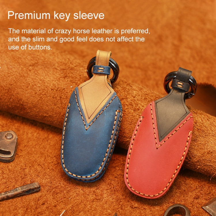 For PEUGEOT Car Cowhide Leather Key Protective Cover Key Case(Blue) - Car Key Cases by PMC Jewellery | Online Shopping South Africa | PMC Jewellery | Buy Now Pay Later Mobicred