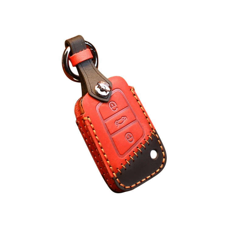 For Volkswagen Car Cowhide Leather Key Protective Cover Key Case, B Version(Red) - Car Key Cases by PMC Jewellery | Online Shopping South Africa | PMC Jewellery | Buy Now Pay Later Mobicred