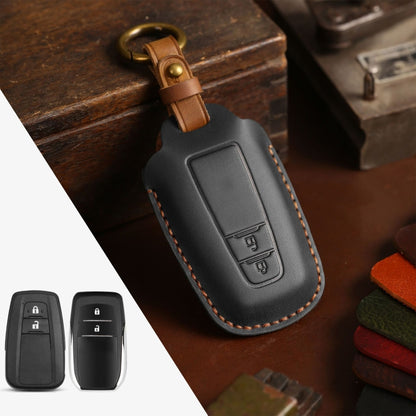 For Toyota Car Cowhide Leather Key Protective Cover Key Case, Two Keys Version (Black) - Car Key Cases by PMC Jewellery | Online Shopping South Africa | PMC Jewellery | Buy Now Pay Later Mobicred