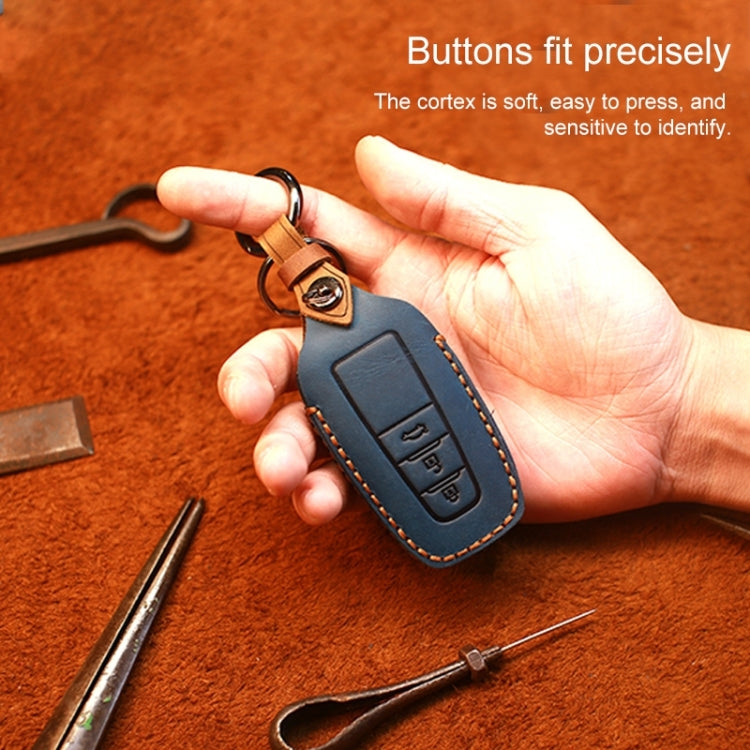 For Toyota Car Cowhide Leather Key Protective Cover Key Case, Two Keys Version(Blue) - free shipping - PMC Jewellery - Order now!