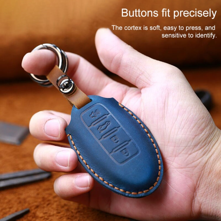 For Nissan Car Cowhide Leather Key Protective Cover Key Case, Four Keys Version (Brown) - Car Key Cases by PMC Jewellery | Online Shopping South Africa | PMC Jewellery | Buy Now Pay Later Mobicred