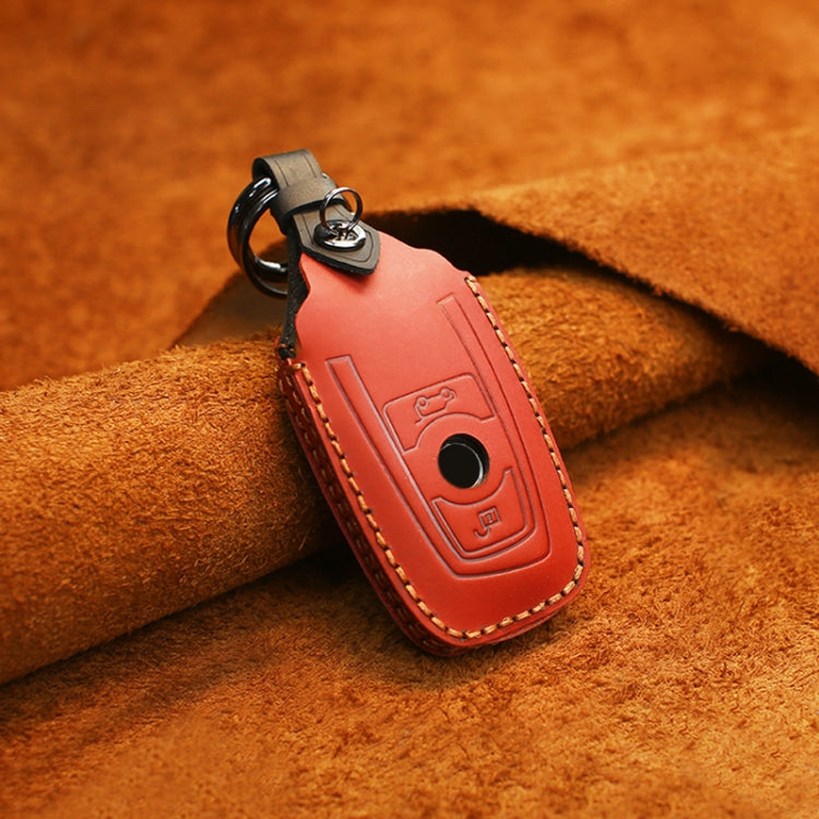 For BMW Old Style Car Cowhide Leather Key Protective Cover Key Case, Two Keys Version (Red) - Car Key Cases by PMC Jewellery | Online Shopping South Africa | PMC Jewellery | Buy Now Pay Later Mobicred