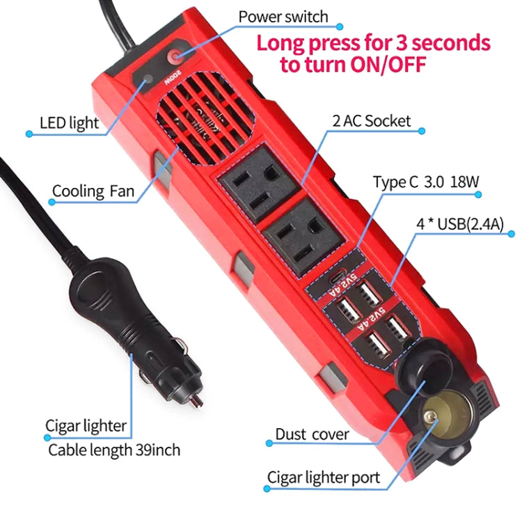 12V to 110V 200W Car Correction Sine Wave Inverter, US Plug - Modified Square Wave by PMC TechLife | Online Shopping South Africa | PMC TechLife | Buy Now Pay Later Mobicred