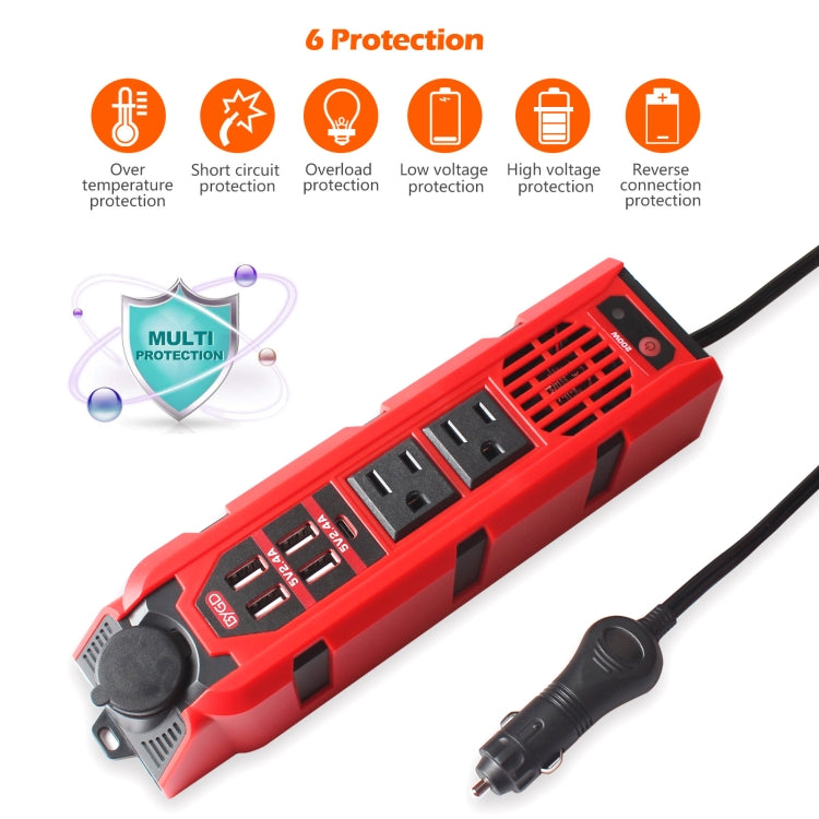 12V to 110V 200W Car Correction Sine Wave Inverter, US Plug - Modified Square Wave by PMC TechLife | Online Shopping South Africa | PMC TechLife | Buy Now Pay Later Mobicred