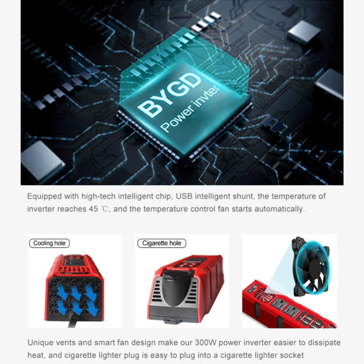 12V to 110V 200W Car Correction Sine Wave Inverter, US Plug - Modified Square Wave by PMC TechLife | Online Shopping South Africa | PMC TechLife | Buy Now Pay Later Mobicred