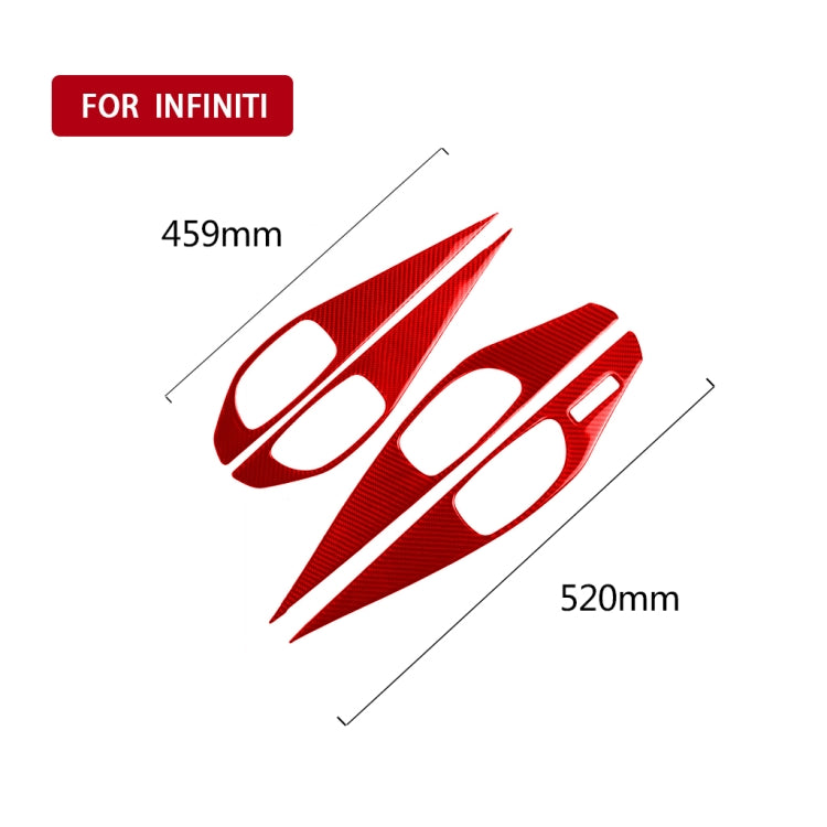 Car Carbon Fiber B Style Door Handle Panel Decorative Sticker for Infiniti Q50 2014-2020, Left Drive(Red) - Car Interior Mouldings by PMC Jewellery | Online Shopping South Africa | PMC Jewellery | Buy Now Pay Later Mobicred