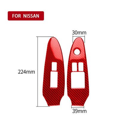 2 in 1 Car Carbon Fiber Window Lift Panel Decorative Sticker for Nissan 370Z / Z34 2009-, Right Drive Low-configured (Red) - Car Interior Mouldings by PMC Jewellery | Online Shopping South Africa | PMC Jewellery | Buy Now Pay Later Mobicred