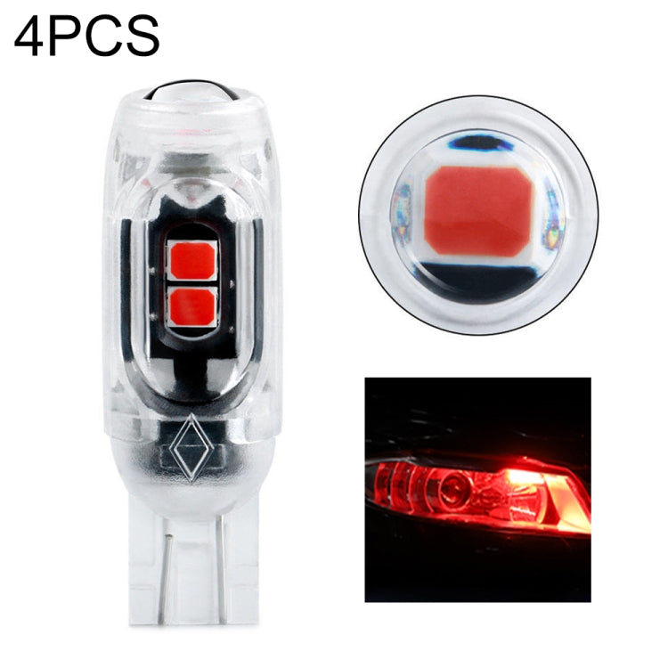 4pcs T10 DC12V /  0.84W / 0.07A / 150LM Car Clearance Light 5LEDs SMD-3030 Lamp Beads with lens (Red Light) - Clearance Lights by PMC Jewellery | Online Shopping South Africa | PMC Jewellery | Buy Now Pay Later Mobicred