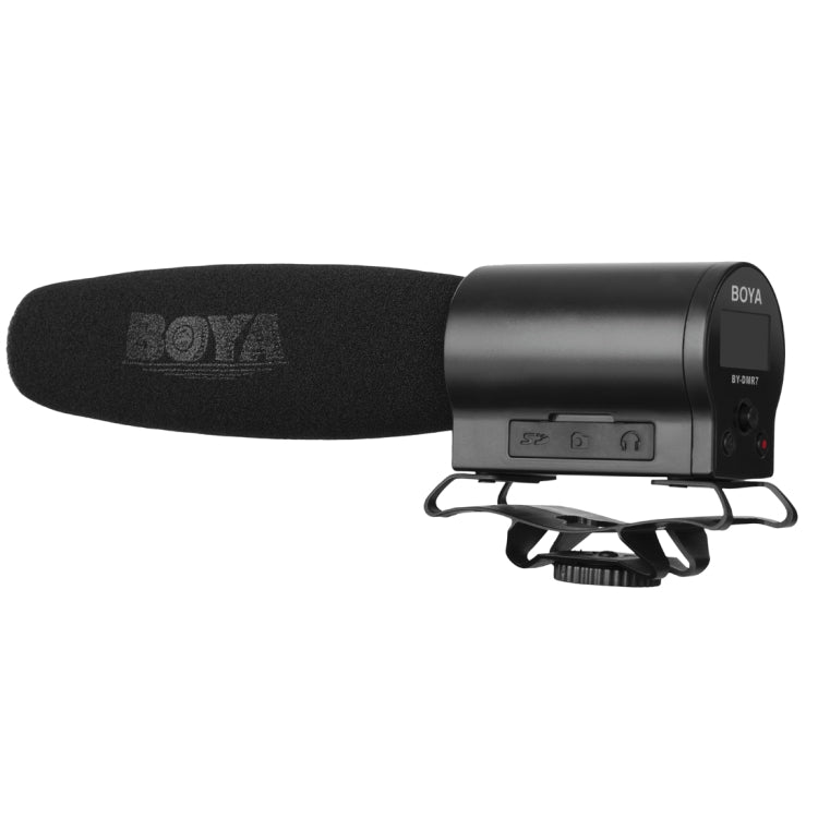 BOYA BY-DMR7 Shotgun Condenser Broadcast Microphone with LCD Display & Integrated Flash Recorder for Canon / Nikon / Sony DSLR Cameras and Video Cameras(Black) - Camera Microphone by BOYA | Online Shopping South Africa | PMC Jewellery | Buy Now Pay Later Mobicred