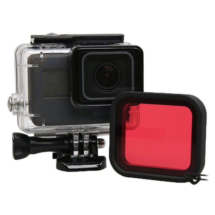 For GoPro HERO5 30m Waterproof PC & ABS Housing Protective Case + Camera Lens Red Quadrate Filter with Buckle Basic Mount & Long Screw & Anti-lost Hand Strap - Waterproof Cases by PMC Jewellery | Online Shopping South Africa | PMC Jewellery | Buy Now Pay Later Mobicred