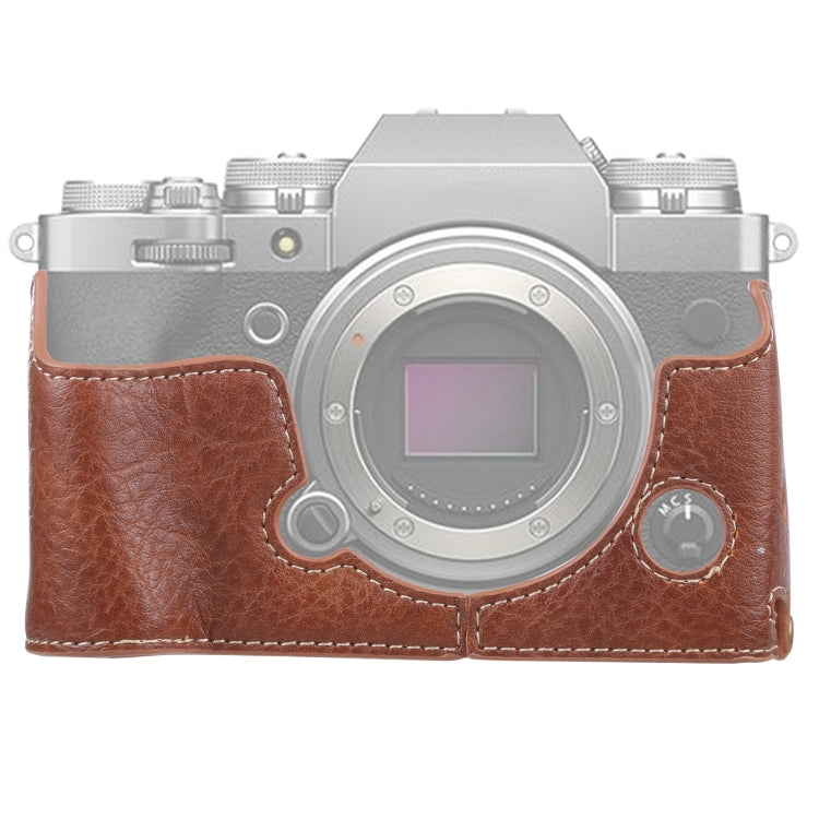 1/4 inch Thread Litchi Texture PU Leather Camera Half Case Base for FUJIFILM X-T4 (Brown) - free shipping - PMC TechLife - Order now!