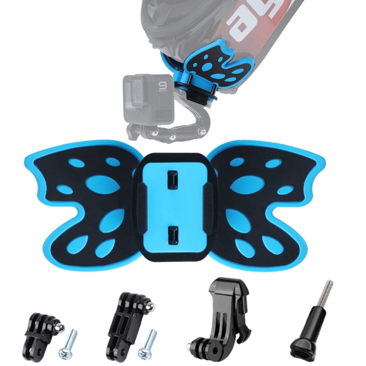 Butterfly Helmet Mount Adapter with 3-Way Pivot Arm & J-Hook Buckle & Long Screw for GoPro Hero12 Black / Hero11 /10 /9 /8 /7 /6 /5, Insta360 Ace / Ace Pro, DJI Osmo Action 4 and Other Action Cameras (Blue) - Helmet Mount by PMC Jewellery | Online Shopping South Africa | PMC Jewellery | Buy Now Pay Later Mobicred
