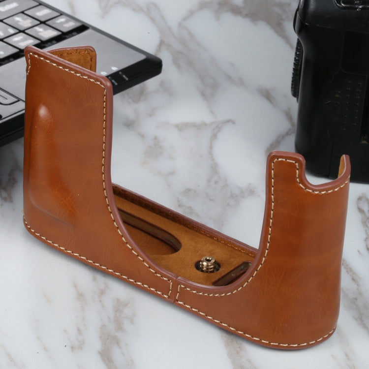 1/4 inch Thread PU Leather Camera Half Case Base for Leica Q2(Brown) - Half Case by PMC TechLife | Online Shopping South Africa | PMC TechLife | Buy Now Pay Later Mobicred