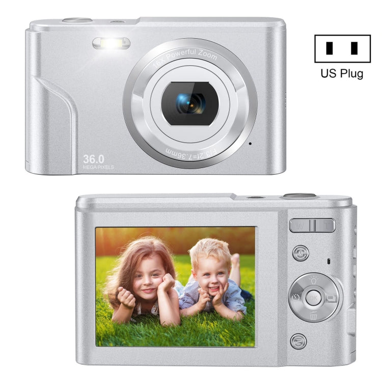 DC311 2.4 inch 36MP 16X Zoom 2.7K Full HD Digital Camera Children Card Camera, US Plug(Silver) - Children Cameras by PMC Jewellery | Online Shopping South Africa | PMC Jewellery | Buy Now Pay Later Mobicred