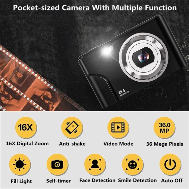 DC311 2.4 inch 36MP 16X Zoom 2.7K Full HD Digital Camera Children Card Camera, AU Plug (Black) - Children Cameras by PMC Jewellery | Online Shopping South Africa | PMC Jewellery | Buy Now Pay Later Mobicred