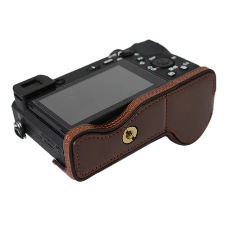 1/4 inch Thread PU Leather Camera Half Case Base for Sony ILCE-A6500 / A6500 (Coffee) - Half Case by PMC TechLife | Online Shopping South Africa | PMC TechLife | Buy Now Pay Later Mobicred