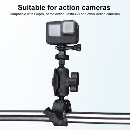 360 Rotation Adjustable Action Camera Bike Motorcycle Handlebar Holder with Phone Clamp (Black) - Bicycle Handlebar Mount by PMC Jewellery | Online Shopping South Africa | PMC Jewellery | Buy Now Pay Later Mobicred