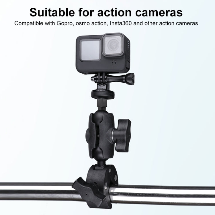 Extended Version 360 Rotation Adjustable Action Camera Bike Motorcycle Handlebar Holder with Phone Clamp (Black) - Bicycle Handlebar Mount by PMC Jewellery | Online Shopping South Africa | PMC Jewellery | Buy Now Pay Later Mobicred