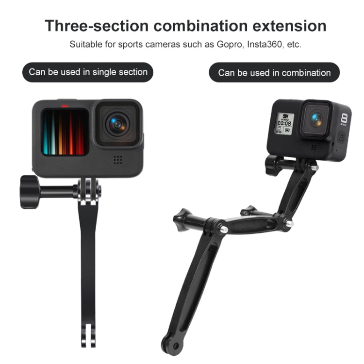 3 in 1 Joint Aluminum Extension Arm Grip Extenter for GoPro Hero12 Black / Hero11 /10 /9 /8 /7 /6 /5, Insta360 Ace / Ace Pro, DJI Osmo Action 4 and Other Action Cameras - Others by PMC Jewellery | Online Shopping South Africa | PMC Jewellery | Buy Now Pay Later Mobicred