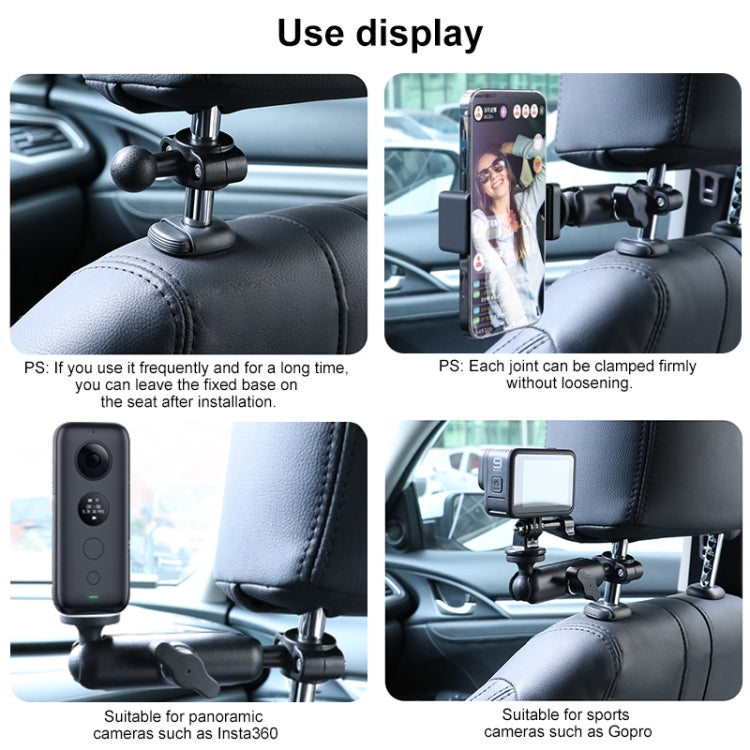 21mm Ballhead Car Front Seat Handlebar Fixed Mount Holder with Tripod Adapter & Screw & Phone Clamp & Anti-lost Silicone Case for GoPro Hero12 Black / Hero11 /10 /9 /8 /7 /6 /5, Insta360 Ace / Ace Pro, DJI Osmo Action 4 and Other Action Cameras - Connection Mount by PMC Jewellery | Online Shopping South Africa | PMC Jewellery | Buy Now Pay Later Mobicred