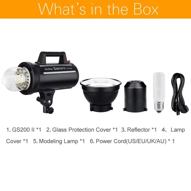 Godox Gemini GS200II Studio Flash Light 200Ws Bowens Mount Strobe Flash (EU Plug) - free shipping - PMC TechLife - Order now!