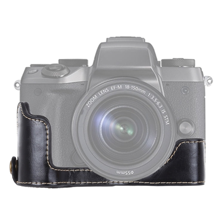 1/4 inch Thread PU Leather Camera Half Case Base for Canon EOS M5(Black) - free shipping - PMC TechLife - Order now!