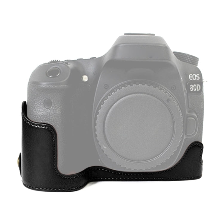 1/4 inch Thread PU Leather Camera Half Case Base for Canon EOS 80D / 70D(Black) - Half Case by PMC TechLife | Online Shopping South Africa | PMC TechLife | Buy Now Pay Later Mobicred