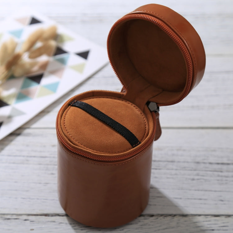 Medium Lens Case Zippered PU Leather Pouch Box for DSLR Camera Lens, Size: 13x9x9cm(Brown) - Lens Bag by PMC Jewellery | Online Shopping South Africa | PMC Jewellery