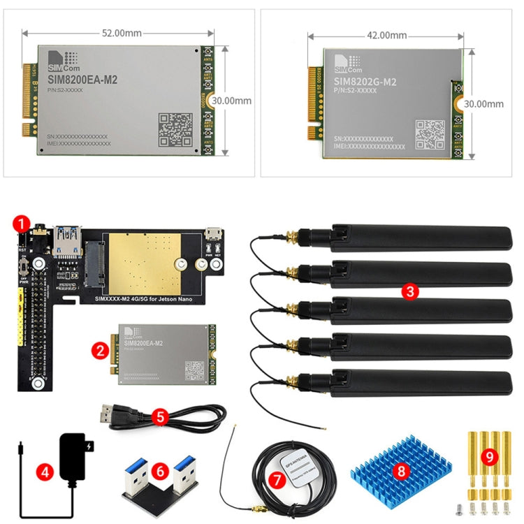 Waveshare SIM8200EA-M2 5G Snapdragon X55 Multi Mode Multi Band 5G/4G/3G Module Expand Board for Jetson Nano, US Plug - free shipping - PMC Jewellery - Order now!