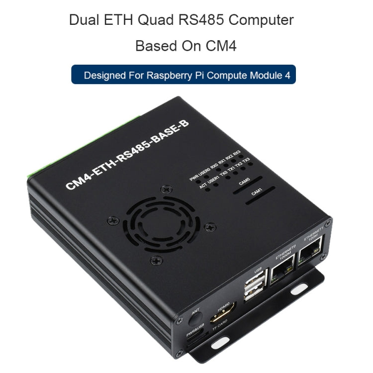 Waveshare Dual ETH Mini-Computer for Raspberry Pi CM4, Gigabit Ethernet, 4CH Isolated RS485(EU Plug) - free shipping - PMC Jewellery - Order now!