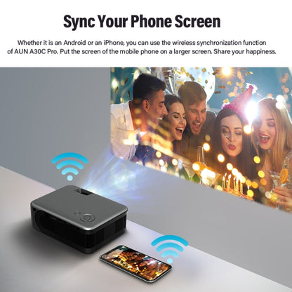 AUN A30C Pro 480P 3000 Lumens Sync Screen with Battery Version Portable Home Theater LED HD Digital Projector (UK Plug) - LED Projector by AUN | Online Shopping South Africa | PMC Jewellery | Buy Now Pay Later Mobicred