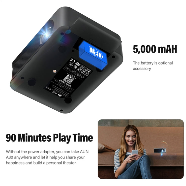 AUN A30C 480P 3000 Lumens Sync Screen Version Portable Home Theater LED HD Digital Projector (UK Plug) - LED Projector by AUN | Online Shopping South Africa | PMC Jewellery | Buy Now Pay Later Mobicred