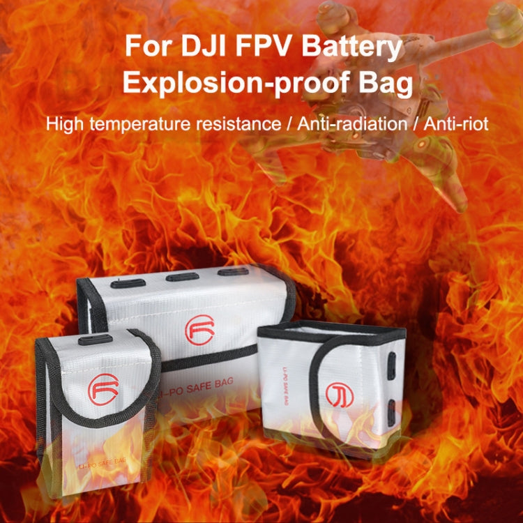 RCSTQ for DJI FPV Combo 3 x Batteries Li-Po Safe Explosion-proof Storage Bag(Silver) - Case & Bags by RCSTQ | Online Shopping South Africa | PMC Jewellery | Buy Now Pay Later Mobicred