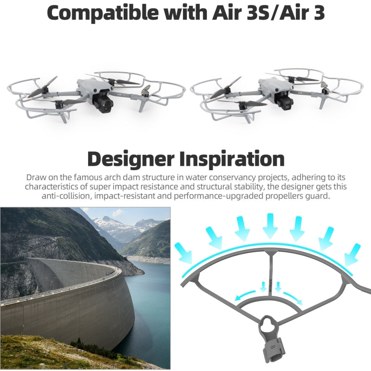 For DJI Air 3S / 3 Sunnylife Propellers Guard Protector Integrated Shielding Rings Quick Release Anti-Collision Props Safe Ring (Grey) - free shipping - PMC TechLife - Order now!