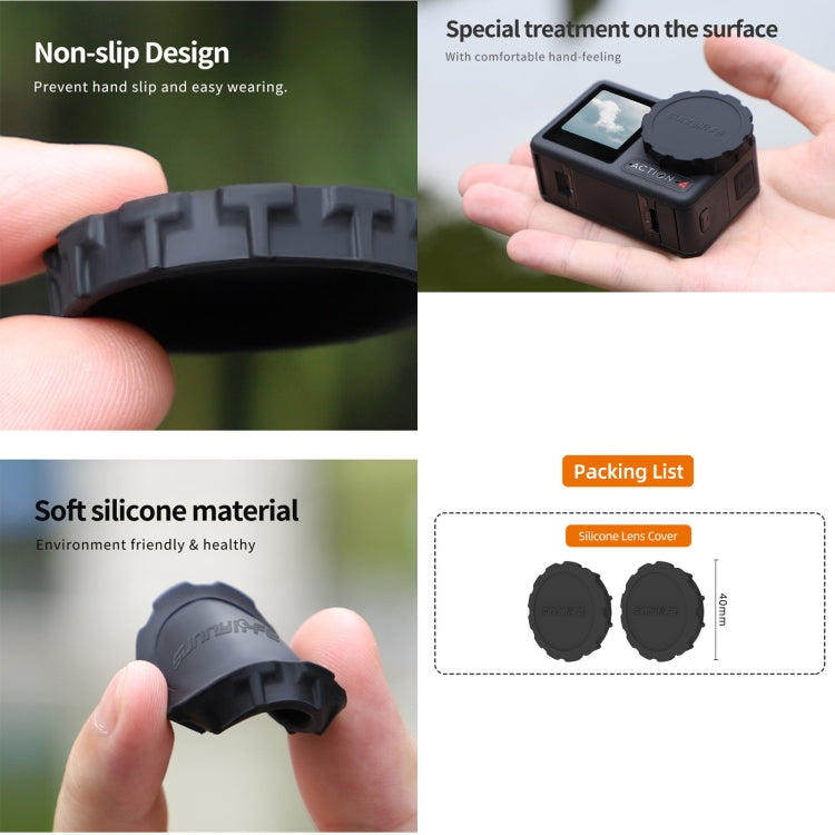 For DJI Osmo Action 3 / 4 Sunnylife 2pcs Scratch-resistant Camera Lens Cap Cover (Black) -  by Sunnylife | Online Shopping South Africa | PMC Jewellery | Buy Now Pay Later Mobicred