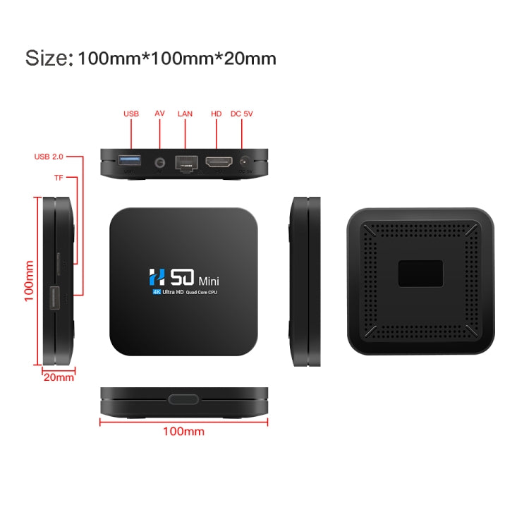 H50 Mini 4K Smart Network TV Box, Android 10.0, RK3318 Quad Core, 2GB+32GB, AU Plug - RK3318 by PMC TechLife | Online Shopping South Africa | PMC TechLife | Buy Now Pay Later Mobicred