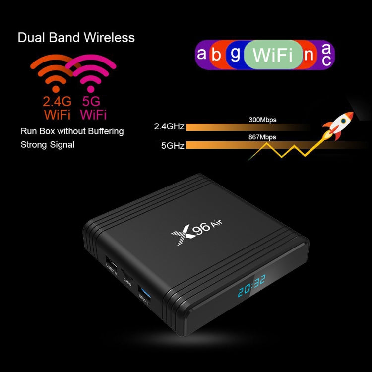 X96 Air 8K Smart TV BOX Android 9.0 Media Player with Remote Control, Quad-core Amlogic S905X3, RAM: 4GB, ROM: 32GB, Dual Band WiFi, Bluetooth, UK Plug - Amlogic S905 by PMC Jewellery | Online Shopping South Africa | PMC Jewellery | Buy Now Pay Later Mobicred