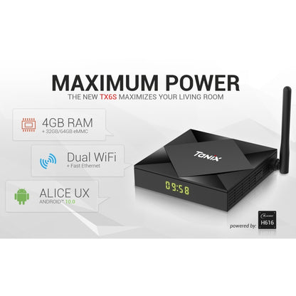 TANIX TX6s 4K Smart TV BOX Android 10 Media Player with Remote Control, Quad Core Allwinner H616, RAM: 4GB, ROM: 32GB, 2.4GHz/5GHz WiFi, Bluetooth, EU Plug - Allwinner H6 by PMC Jewellery | Online Shopping South Africa | PMC Jewellery | Buy Now Pay Later Mobicred