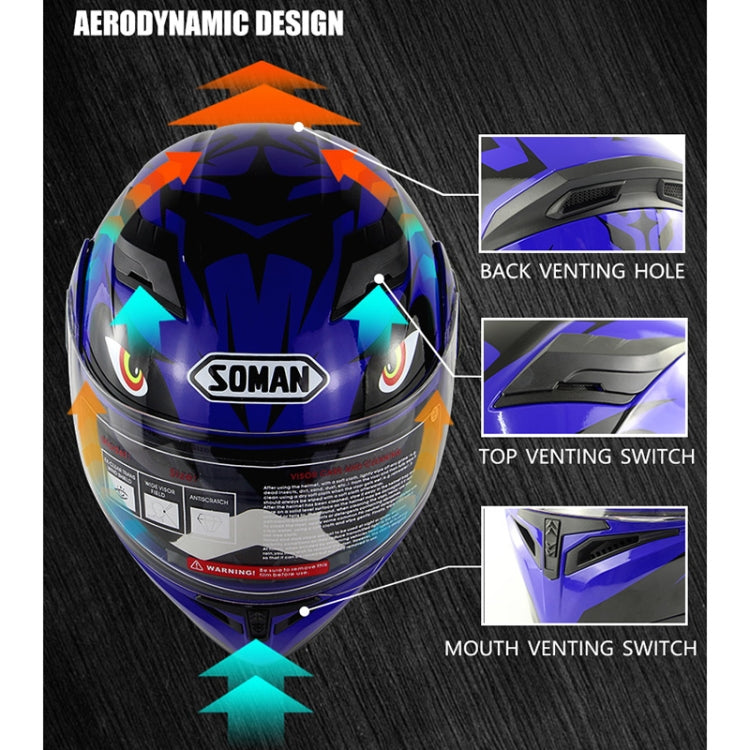 Soman 955 Skyeye Motorcycle Full / Open Face Bluetooth Helmet Headset Full Face, Supports Answer / Hang Up Calls(Matte Black) - Helmets by SOMAN | Online Shopping South Africa | PMC Jewellery | Buy Now Pay Later Mobicred