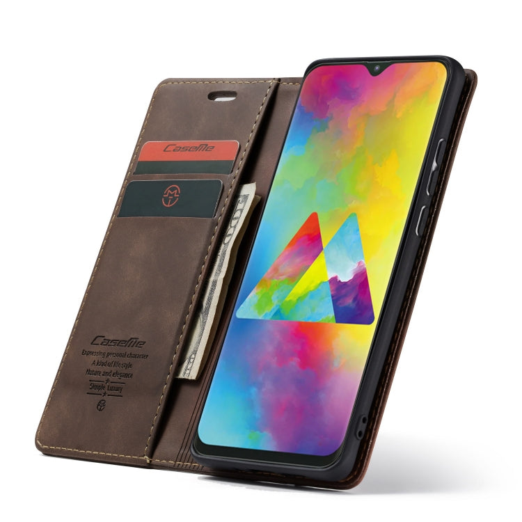 CaseMe-013 Multifunctional Horizontal Flip Leather Case with Card Slot & Holder for Galaxy M20(Coffee) - Galaxy Phone Cases by CaseMe | Online Shopping South Africa | PMC Jewellery | Buy Now Pay Later Mobicred