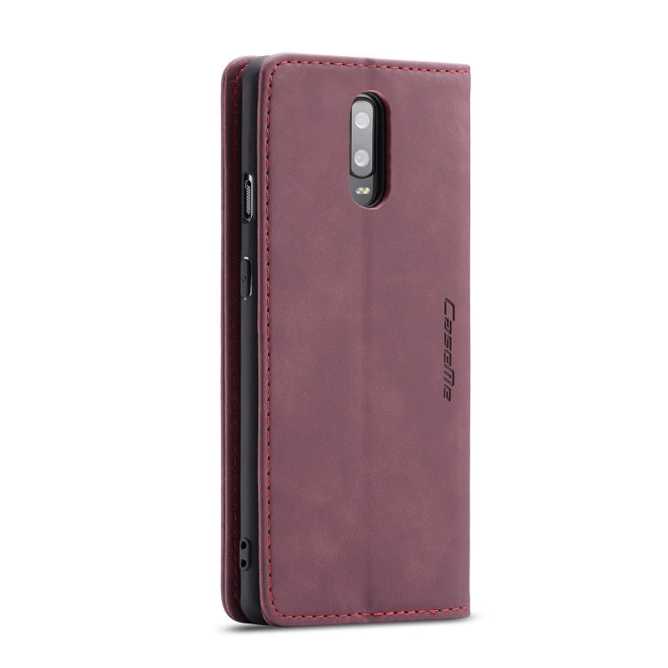 CaseMe-013 Multi-functional Retro Frosted Horizontal Flip Leather Case with Card Slot & Holder & Wallet For OnePlus 7(Wine Red) - free shipping - PMC Jewellery - Order now!