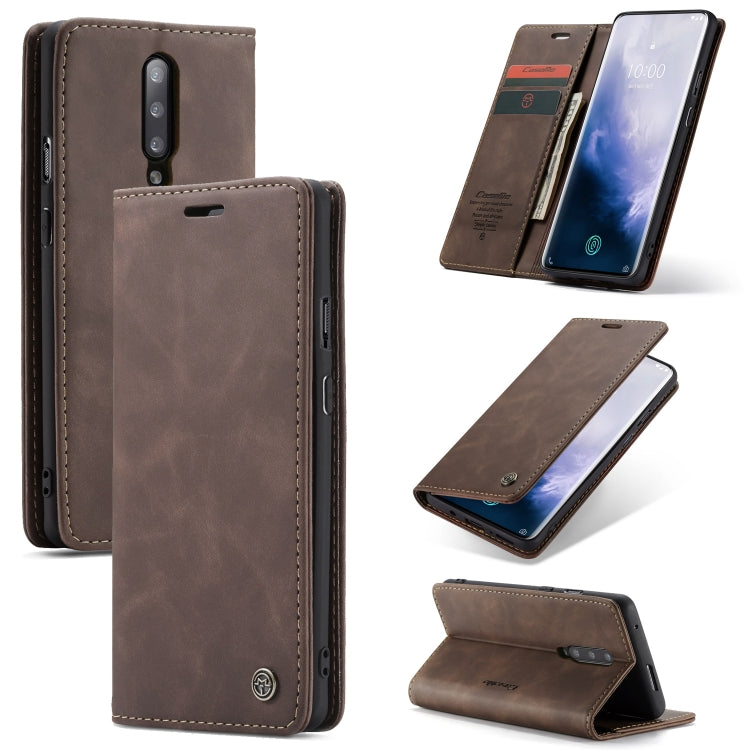 CaseMe-013 Multi-functional Retro Frosted Horizontal Flip Leather Case with Card Slot & Holder & Wallet For OnePlus 7 Pro(Coffee) - OnePlus Cases by CaseMe | Online Shopping South Africa | PMC Jewellery | Buy Now Pay Later Mobicred